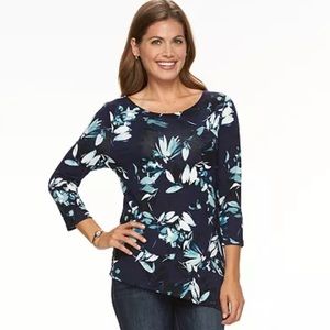 Croft & Barrow® Print Asymmetrical-Hem Tee